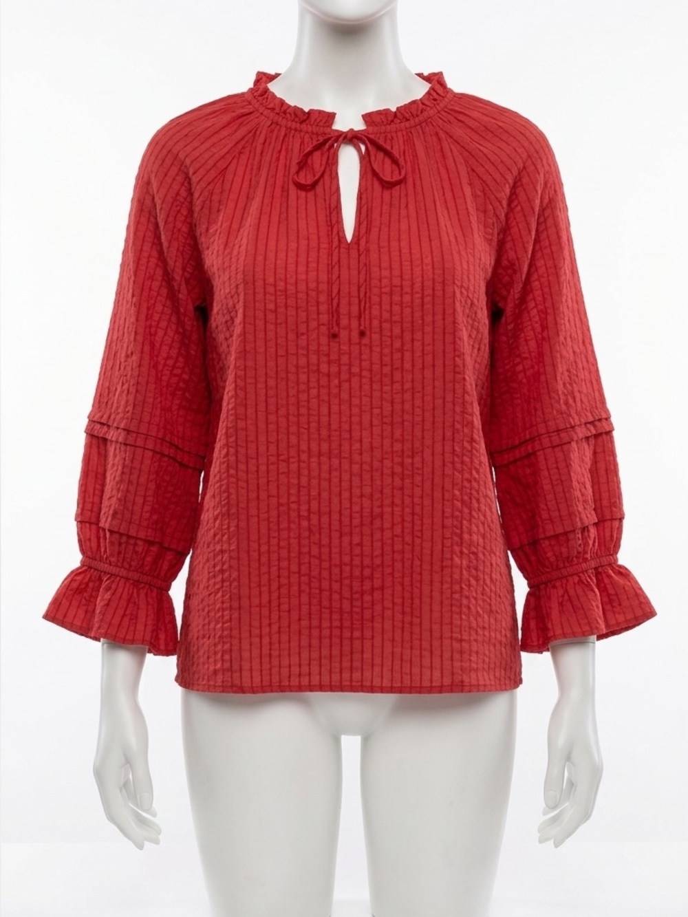 Torrid Terracotta Smocked Boho Sheer Blouse Ruffle Sleeve Peasant Top Size 2X